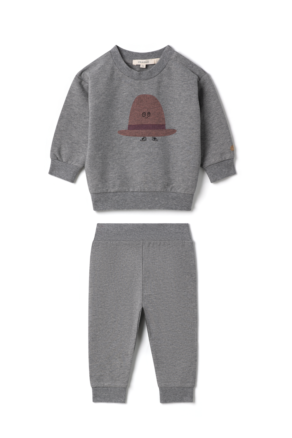 Fragile Hat Print Top & Pants-Grey Mix/Rosette