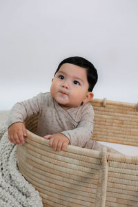 Little Fragile Floral Print Wrap Footie & Beanie-Taupe