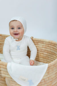 Bebe Bella Modal Bear Embroidery Layette Set - White Blue