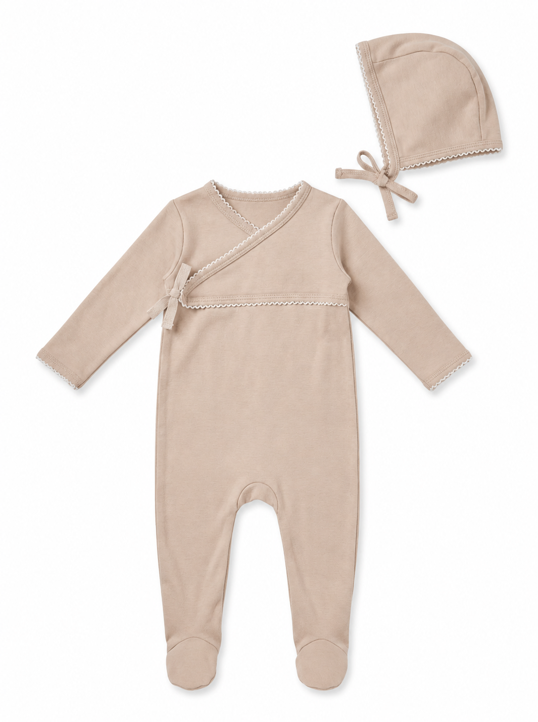 Little Fragile Cardi Lookalike Footie & Beanie -Primrose/Offwhite