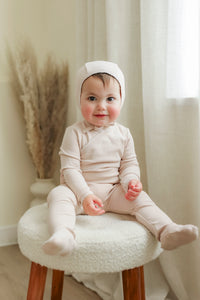Little Fragile Cardi Lookalike Footie & Beanie -Primrose/Offwhite