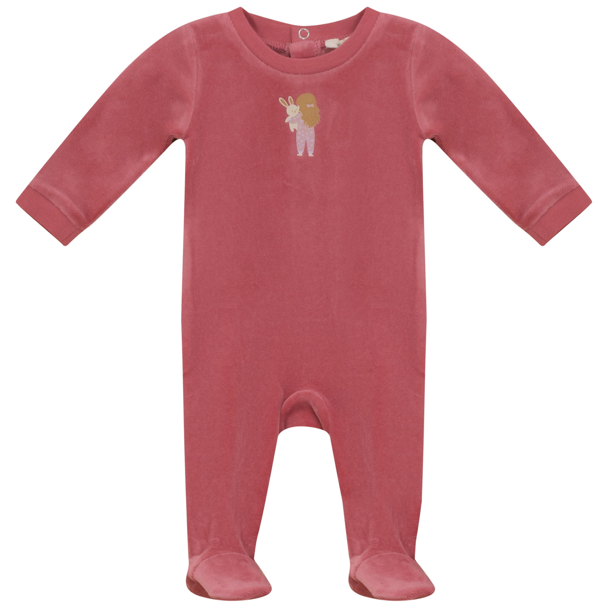 Fragile Rose Velour Girl Buny Footie