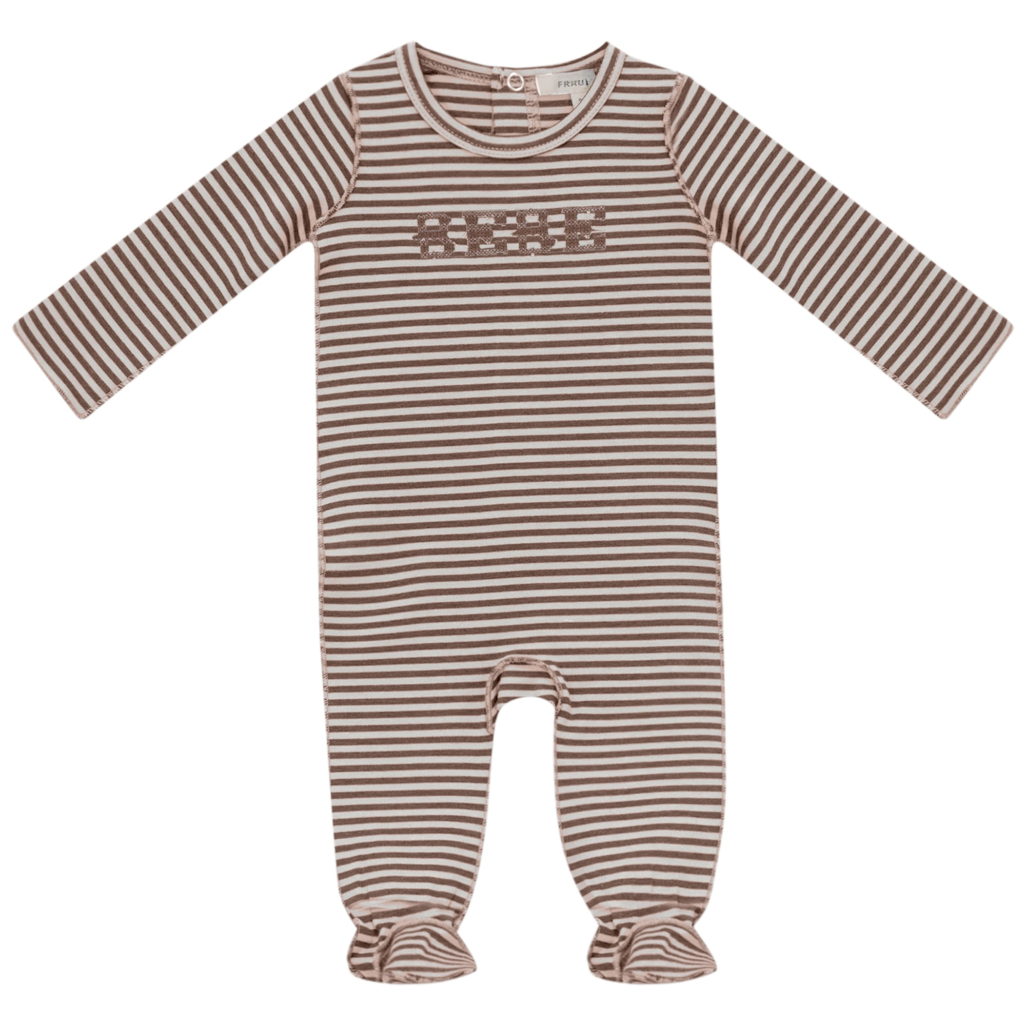 Fragile Brushed Stripe Footie - Camel