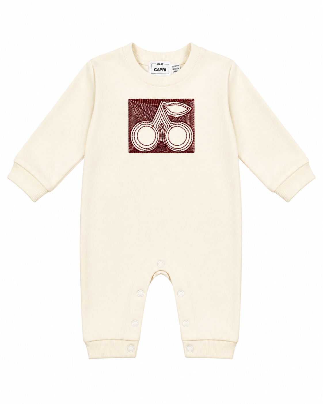 Jolie Capri Cherry Lined Embroidery Romper - Cream