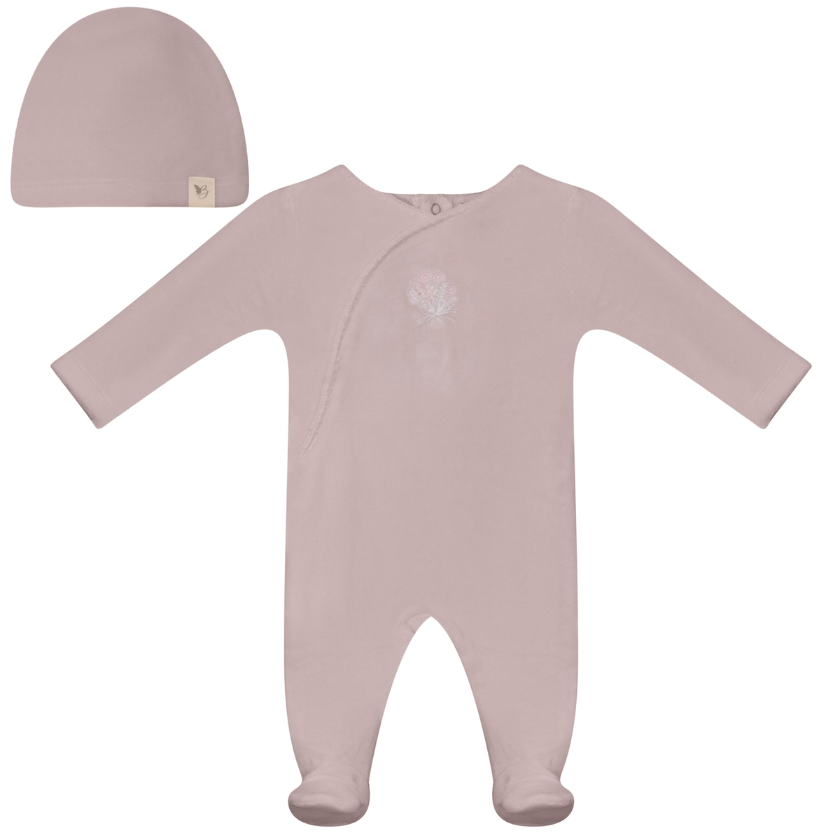 Bebe Bella HoneyBee Flower Velour Footie & Bonnet - Primrose