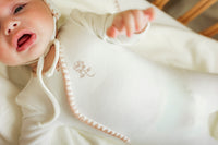 Bebe Bella Wrap RH Embroidery Footie & Bonnet - Girls Flower Ivory