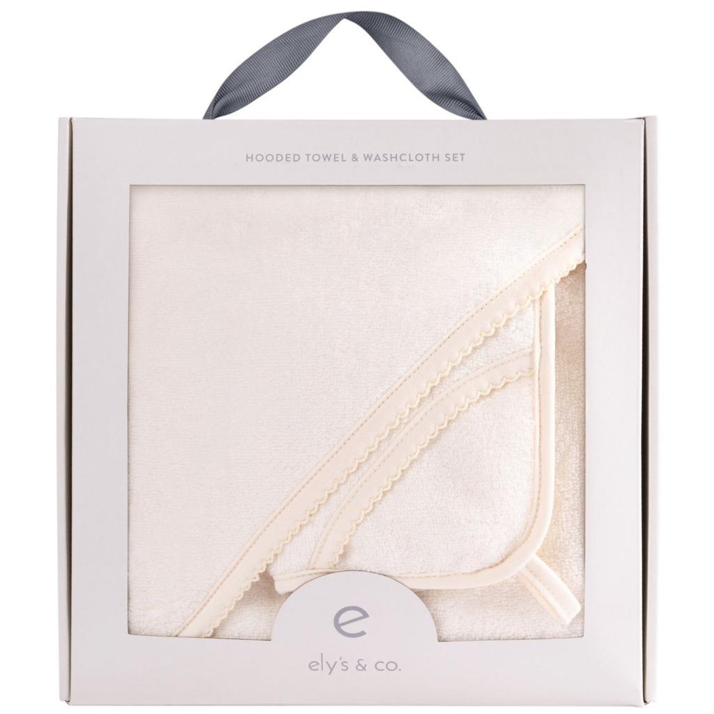 Elys & Co Solid Scalloped Hooded Towel And Washcloth Set