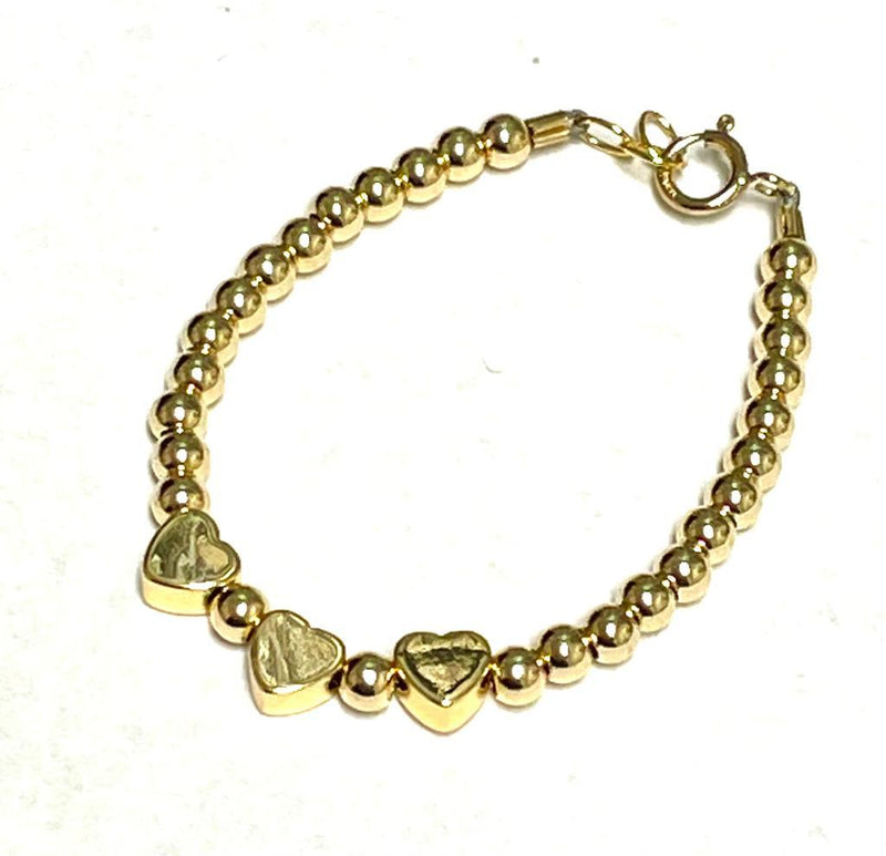 My little Jewel gold beaded bracelet with heart bow center