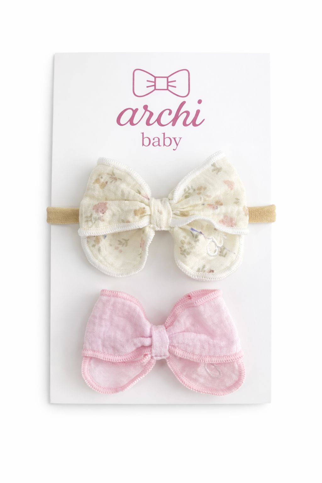 Archi Soft Floral/Light Pink Bow Heabands
