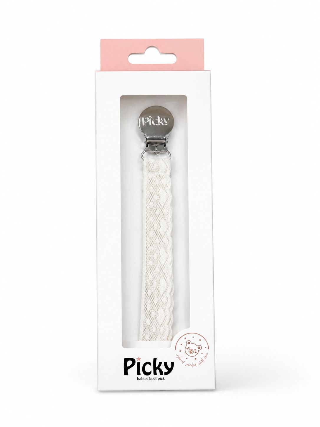Picky Lace Paci Clip-Diagonal Heart