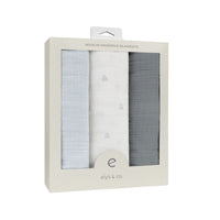 Elys & Co Gingham Bear 3 Pack Muslin Swaddles - Blue