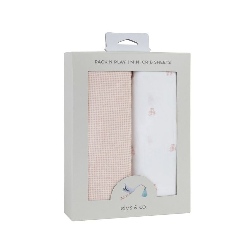 Elys & Co Gingham Bear 2 Pack Sheets - Pink