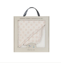 Elys & Co Floral Plaid Hooded Towel & Wash Cloth - Pink