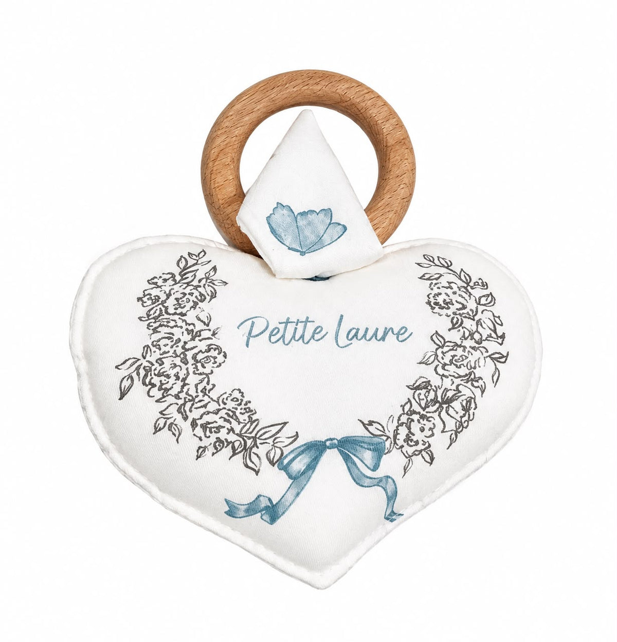 Petite Laure Butterfly Heart Rattle - Blue