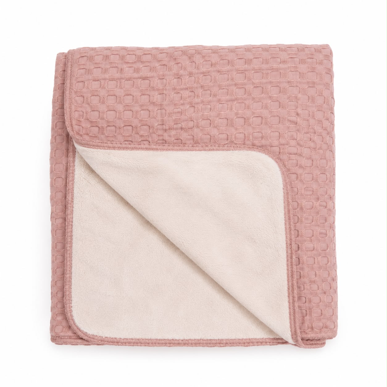 Mema Knits Waffle/Fur Blanket - Soft Pink