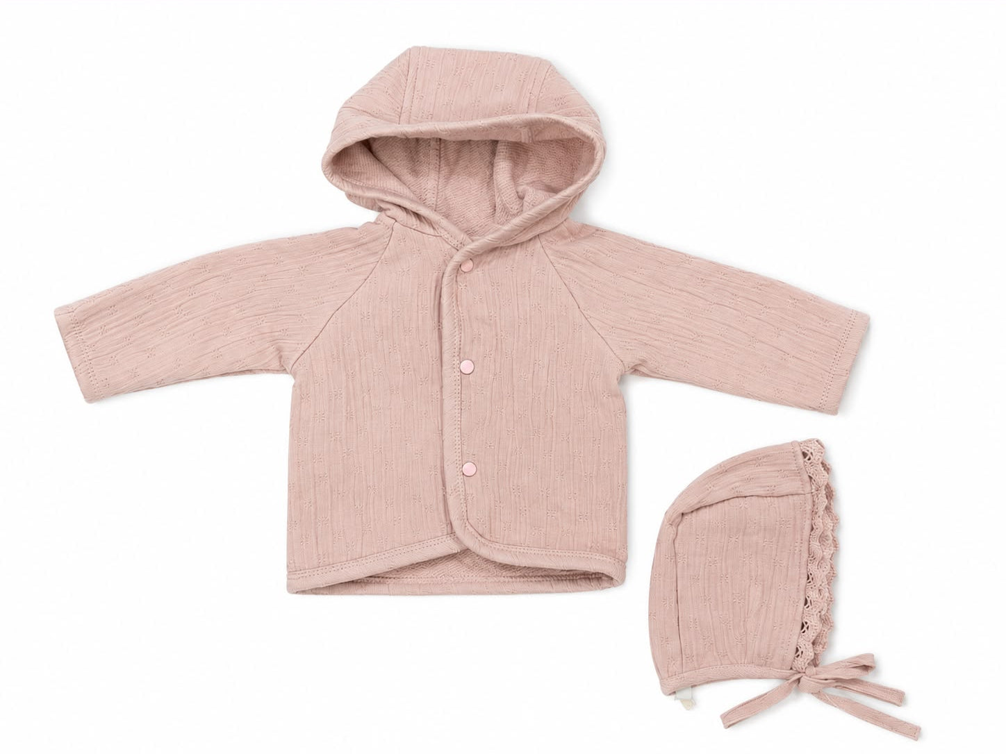 Bebe Organic Lumi Jacket & Bonnet - Dusty Rose