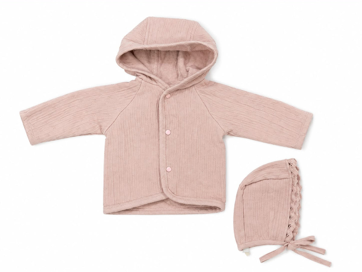 Bebe Organic Lumi Jacket & Bonnet - Dusty Rose