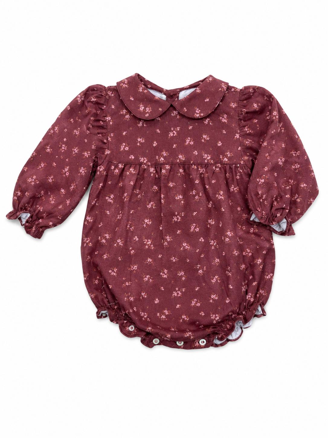Babe & Tess Collared Flower Romper - Melanzana