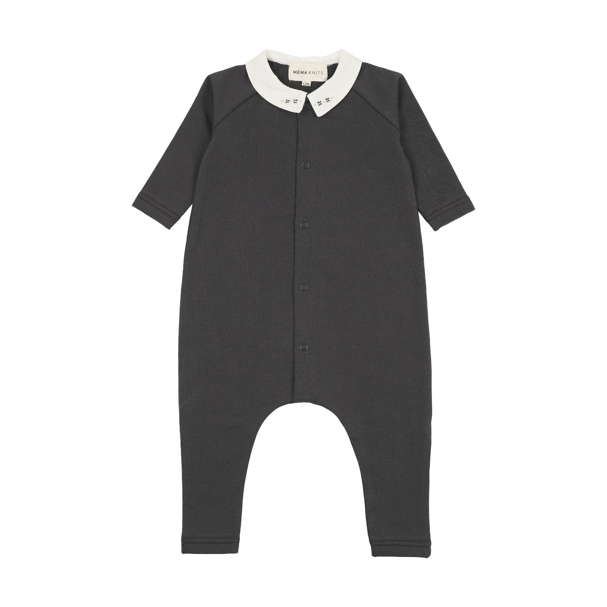 Mema Knits Baby Romper With Collar - Navy