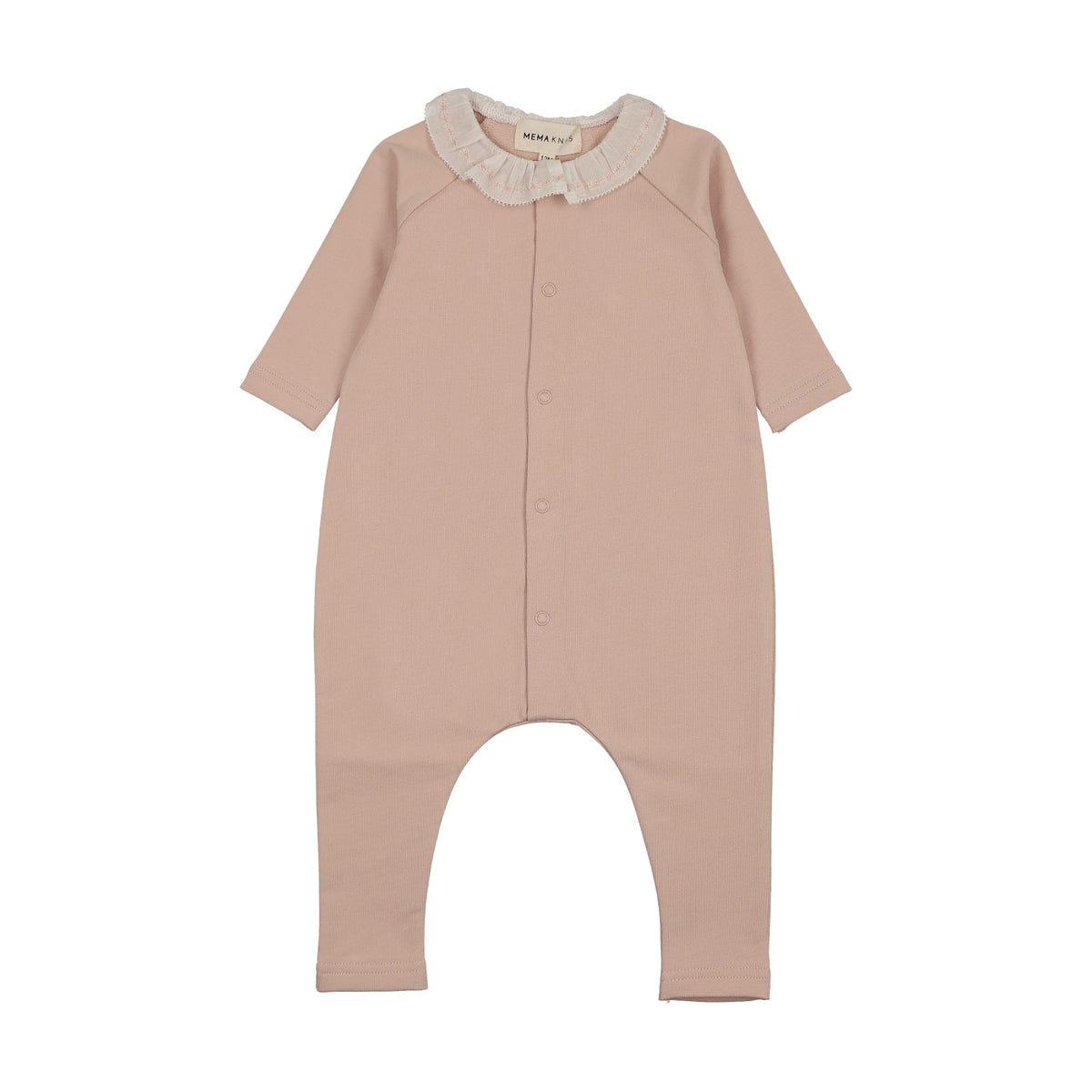 Mema Knits Baby Romper With Collar - Pale Rose