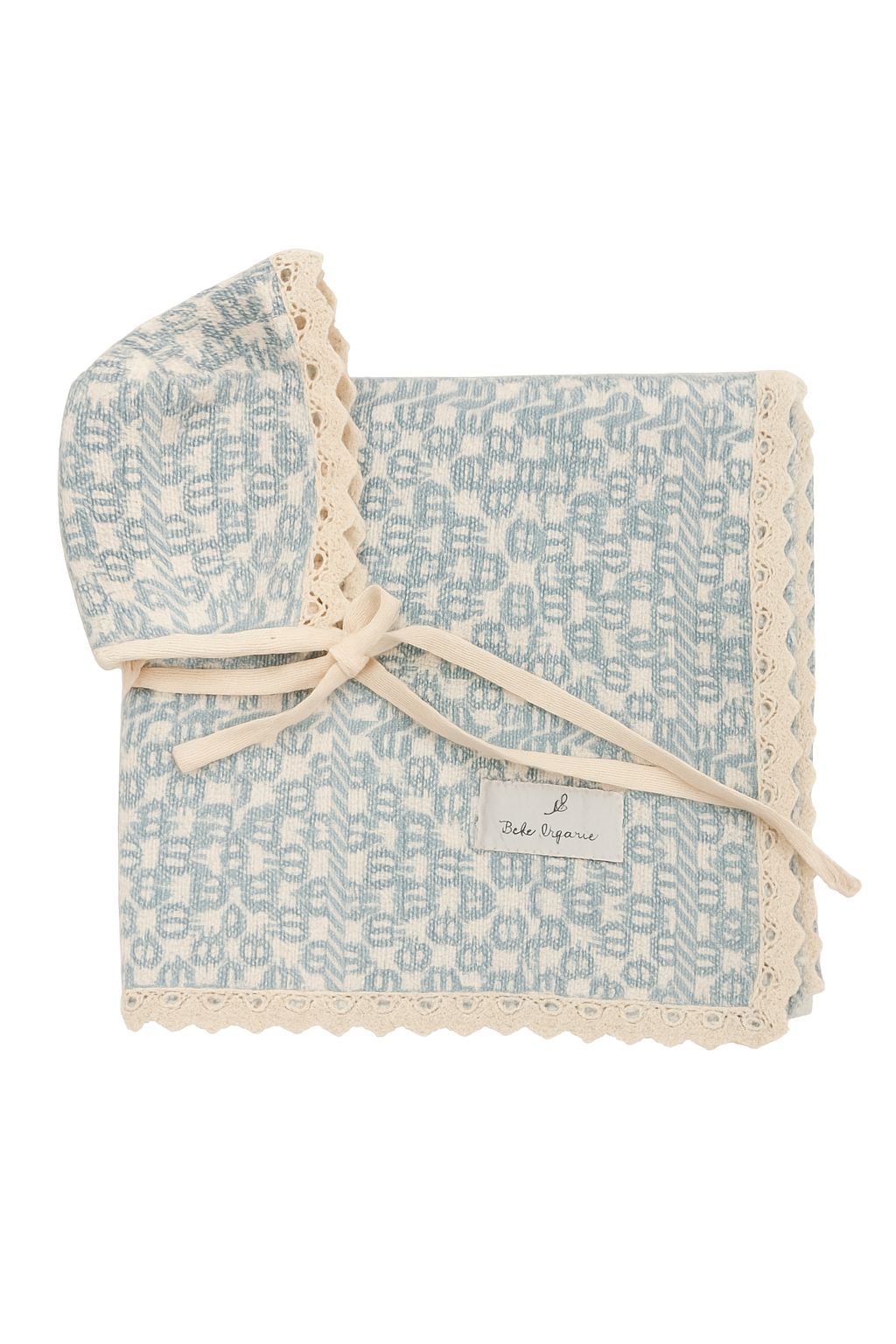 Bebe Organic Crochet Blanket & Bonnet- Sky Blue – Babys breath layette