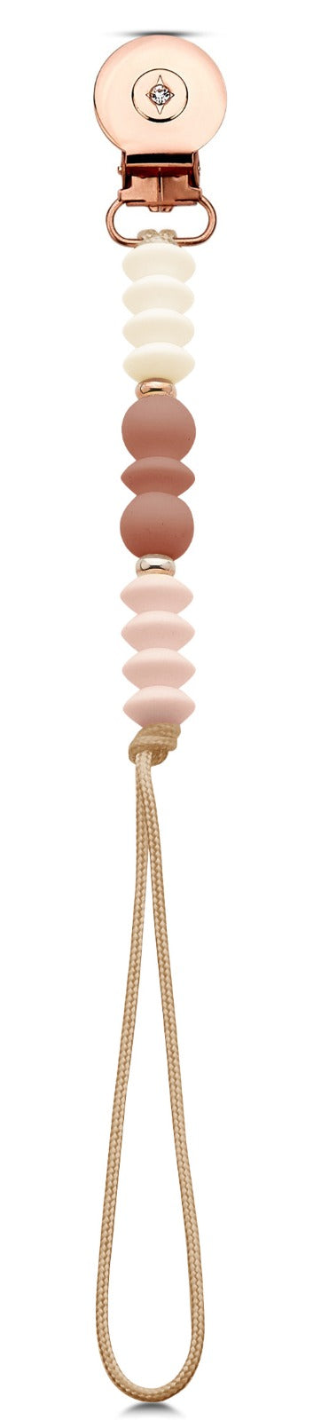 Crystal Dreams Shades Of Pink Silicone Beaded Pacifier Clip
