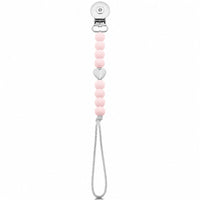 Crystal Dreams Baby Pink With White Marble Heart Pacifier Clip