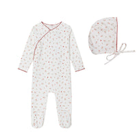 Minilabel Heart Printed Kimono Footie & Bonnet - Cream