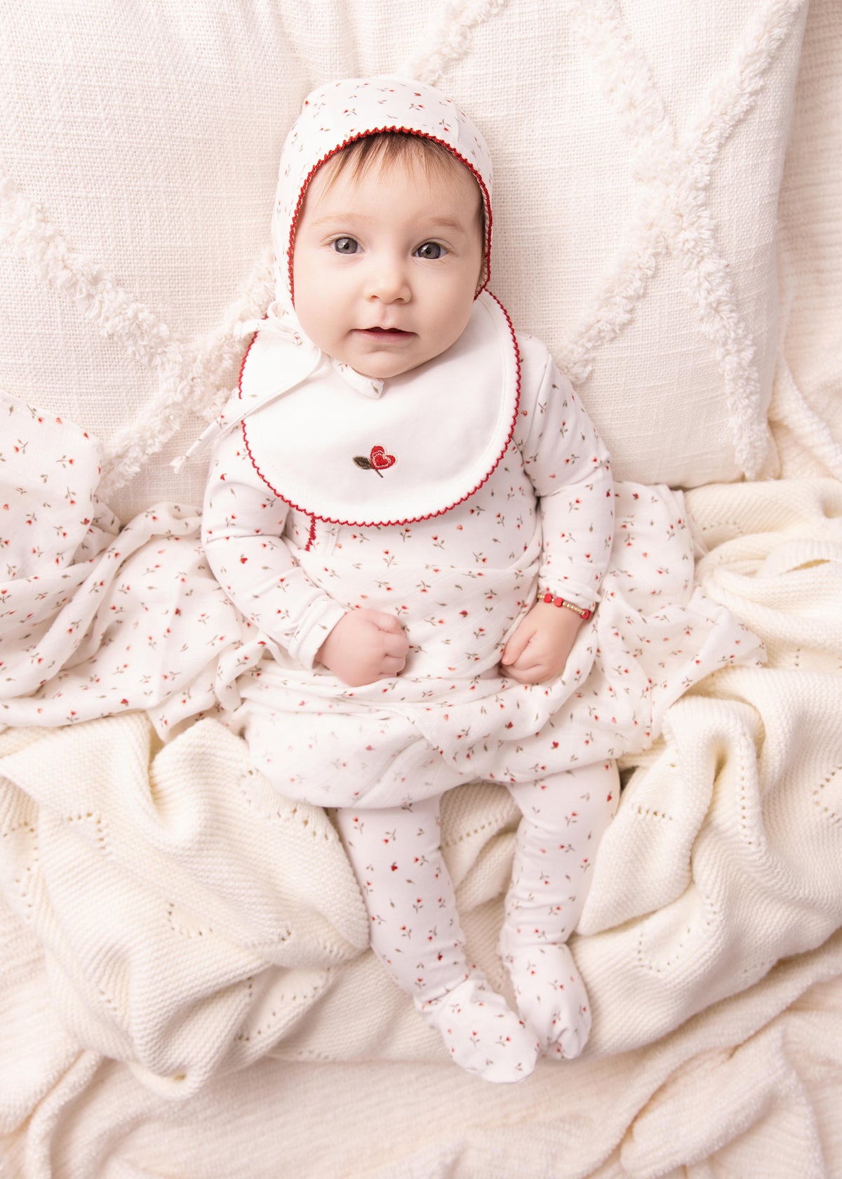 Minilabel Heart Kimono Bib - Cream