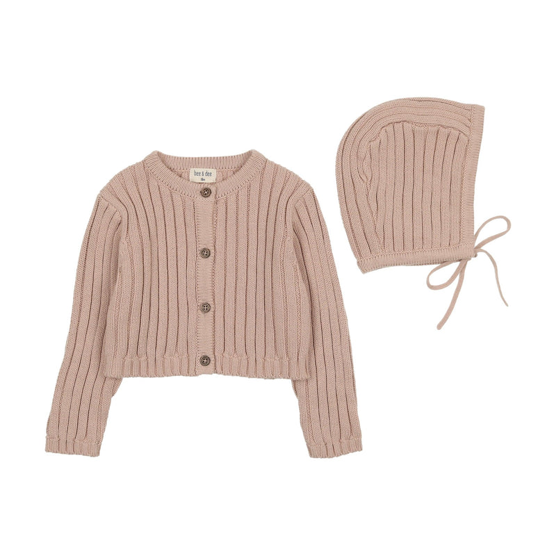 Bee & Dee Wide Ribbed Cardigan & Bonnet