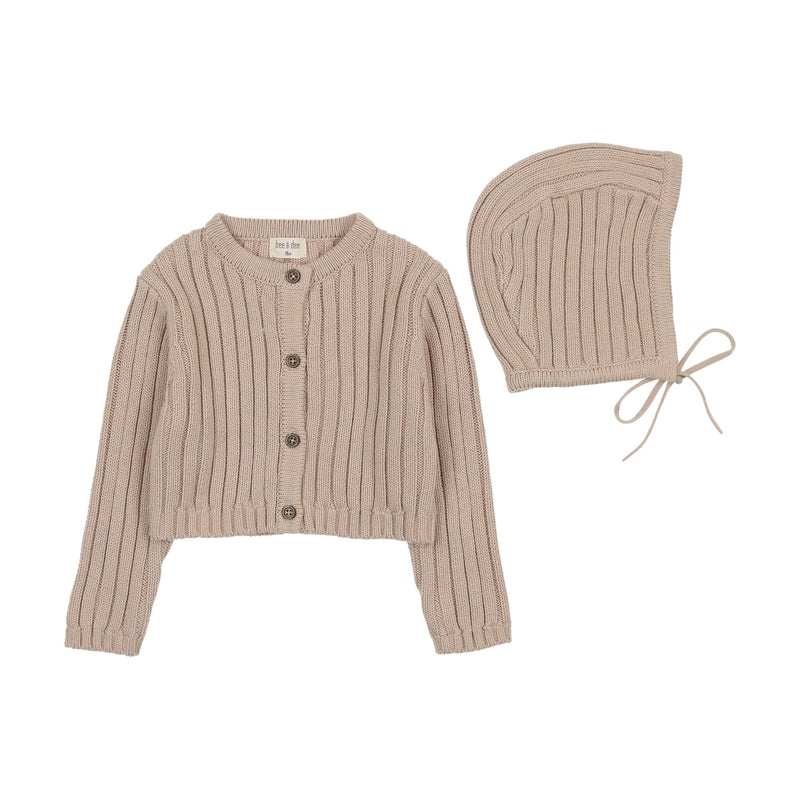 Bee & Dee Wide Ribbed Cardigan & Bonnet