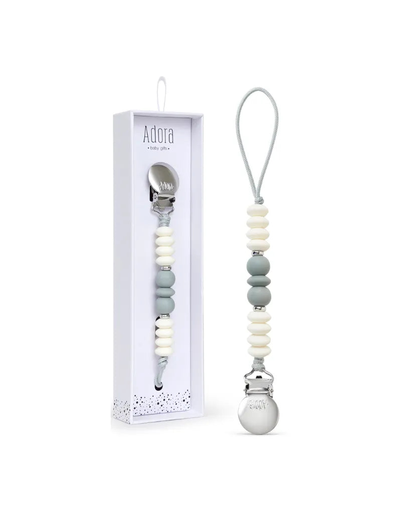 Adora Pacifier Clip- Graphite Trio