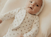Little Parni Floral Cardigan, Footie & Bonnet - Pink
