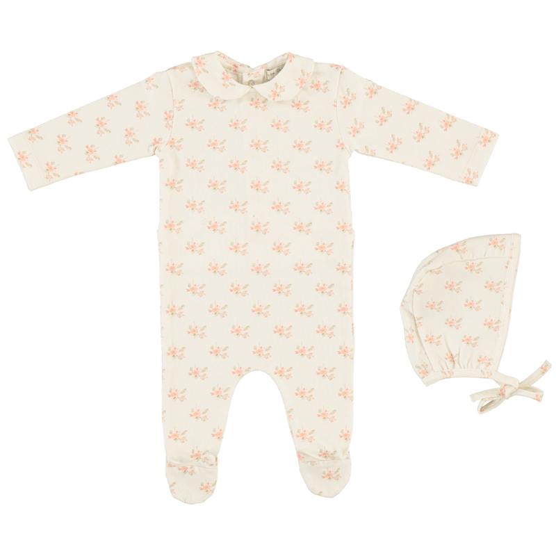 Bebe Organic Aurele Collar Footie & Bonnet