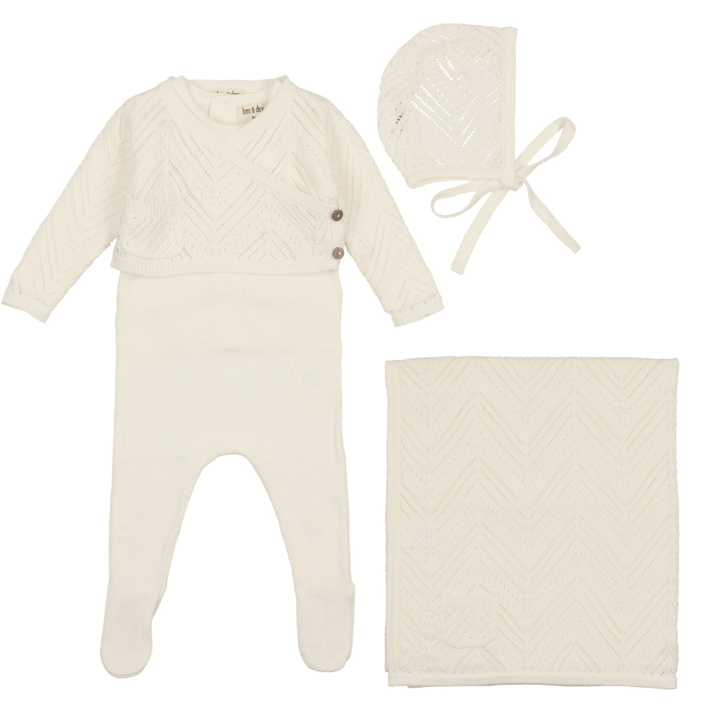 Bee & Dee Crochet Sweater Knit Layette Set