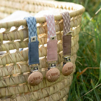 Bibs Braided Pacifier Clip - Blush/Ivory
