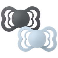 Bibs Supreme Two Pack Pacifiers - Iron/Baby Blue