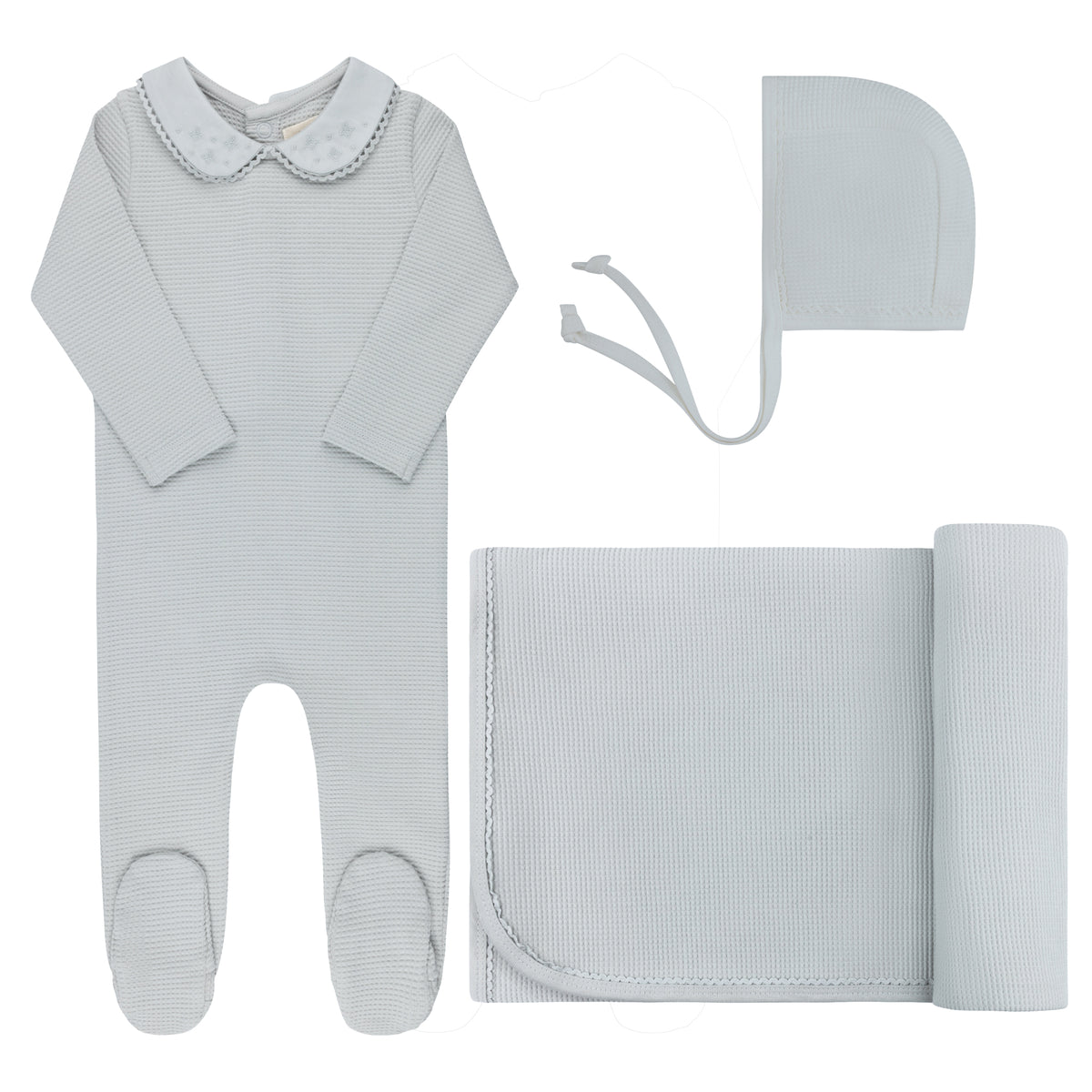 Elys & Co Embroidered Collar Layette Set Aw25 - Blue