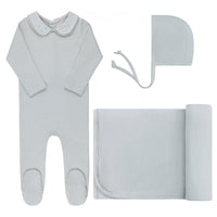 Elys & Co Embroidered Collar Layette Set Aw25 - Blue