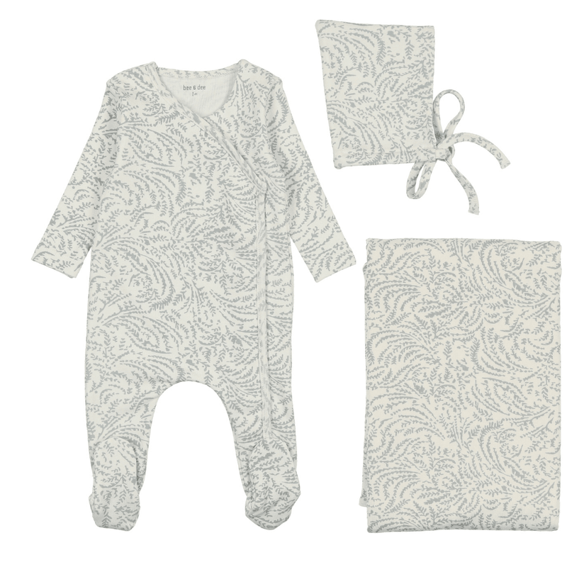 Bee & Dee Swirly Vines Wrap Layette Set