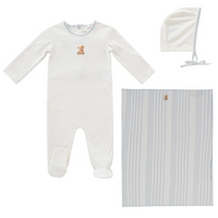 Kipp Stripe Teddy Layette Set W  Blanket