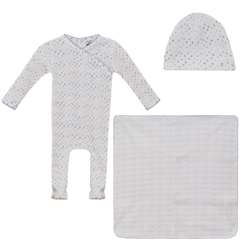 Little Fragile Printed Mock Wrapover Layette Set