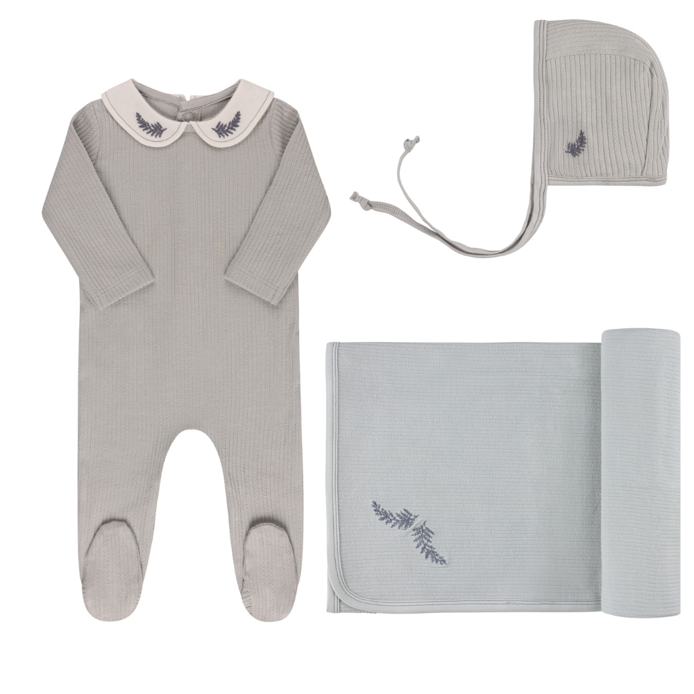 Ely's & Co Embroidered Collar Layette Set