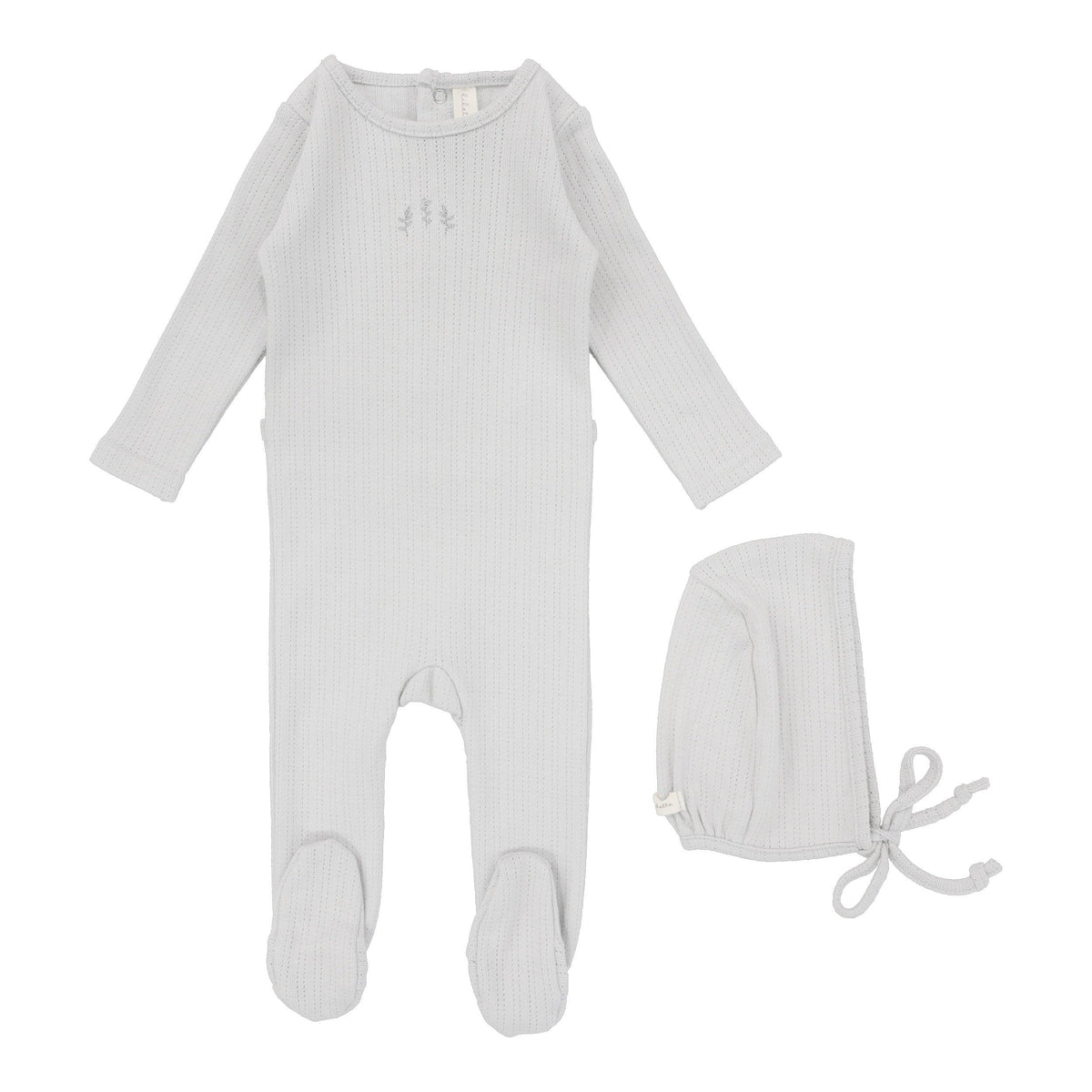 Lilette Striped Pointelle Footie & Hat