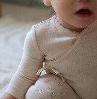 Mema knits Pointelle Footie & Bonnet SS26- Light Pink