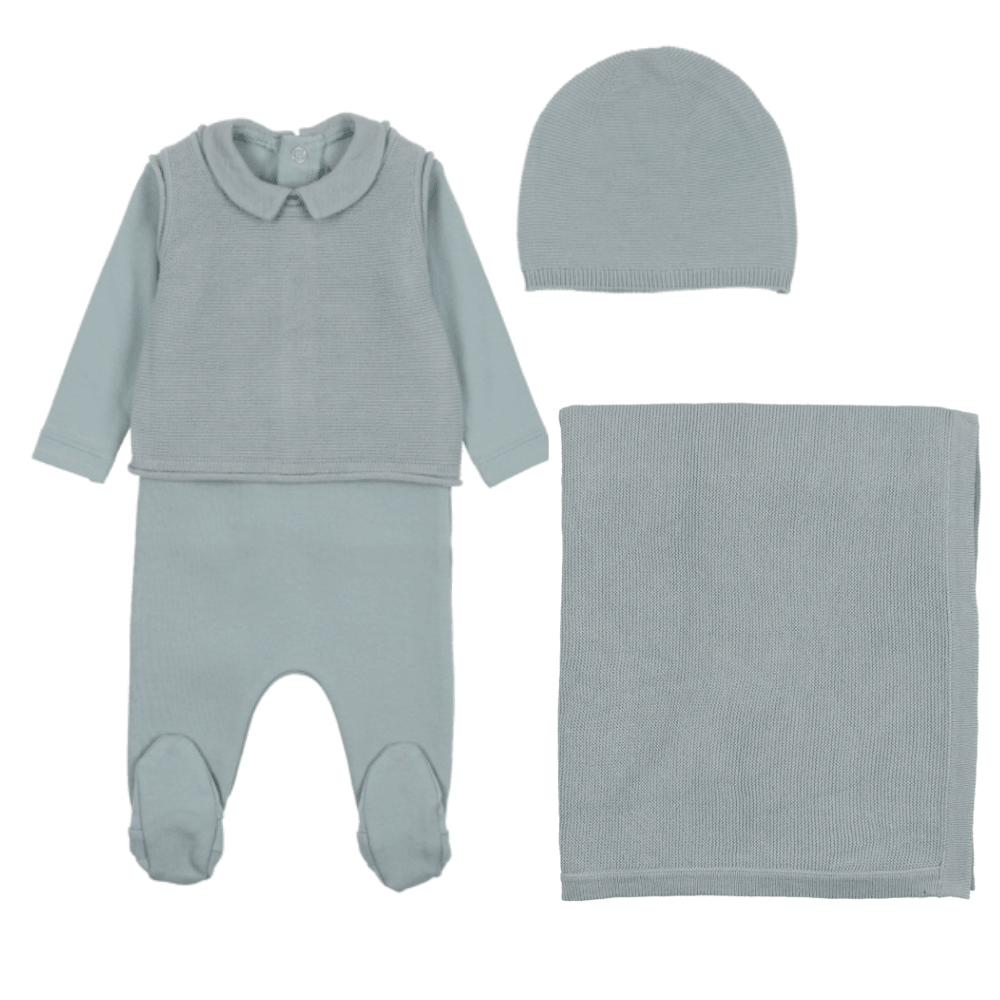 Bee & Dee Grace Footie, Vest & Beanie Set W Blanket