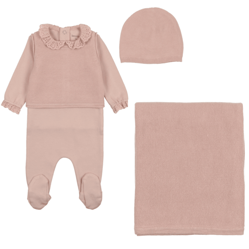 Bee & Dee Grace Footie, Vest & Beanie Set W Blanket