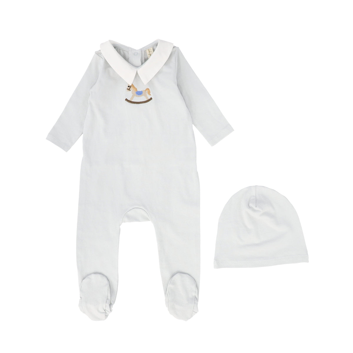 Jolee Embroidered Rocking Horse Footie & Beanie