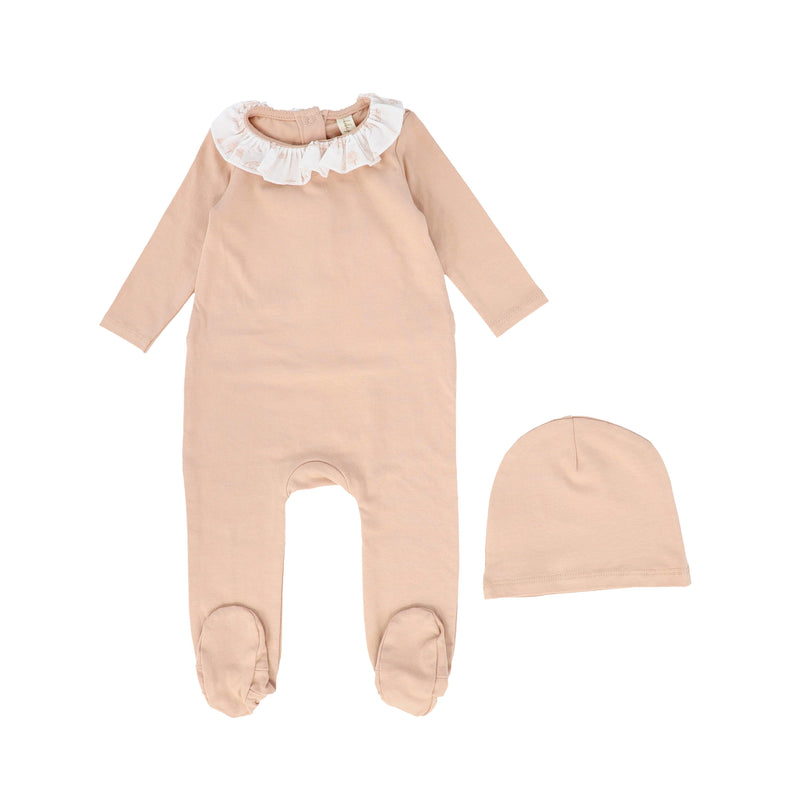 Jolee Toile Collar Footie & Beanie Set