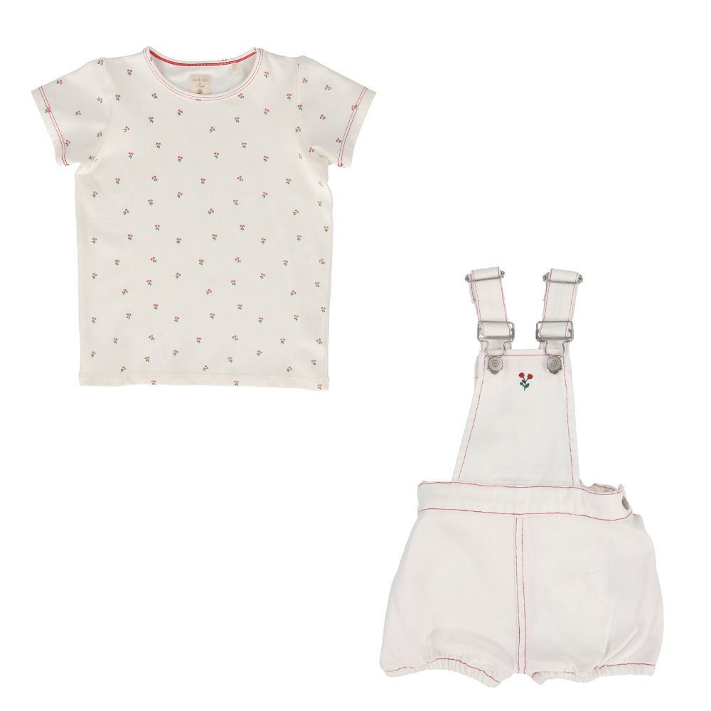 Analogie Cherry Flower Tee & Overalls Set